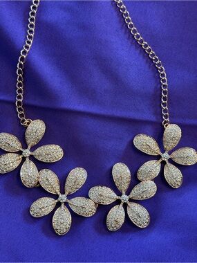 Park Lane Jasmine Necklace Rose Gold Austrian Crystal Floral Retired $327